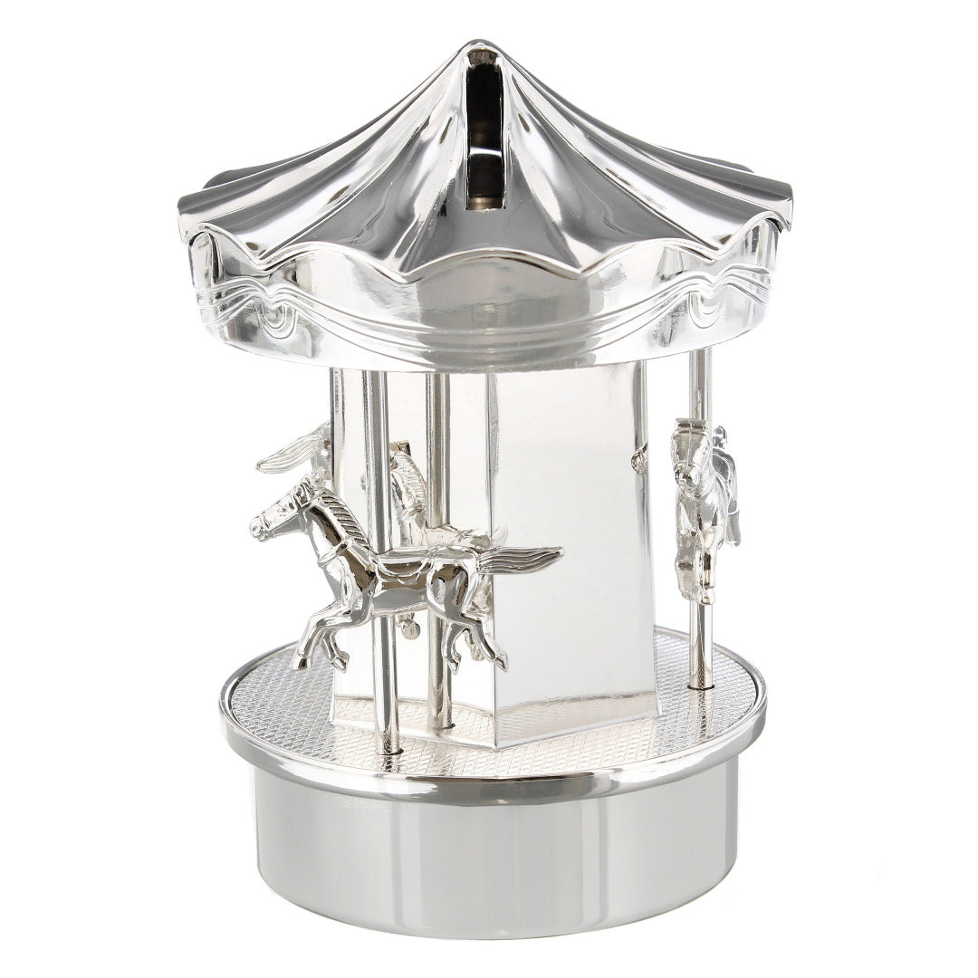 Personalised Silver Plated Carousel Money Box