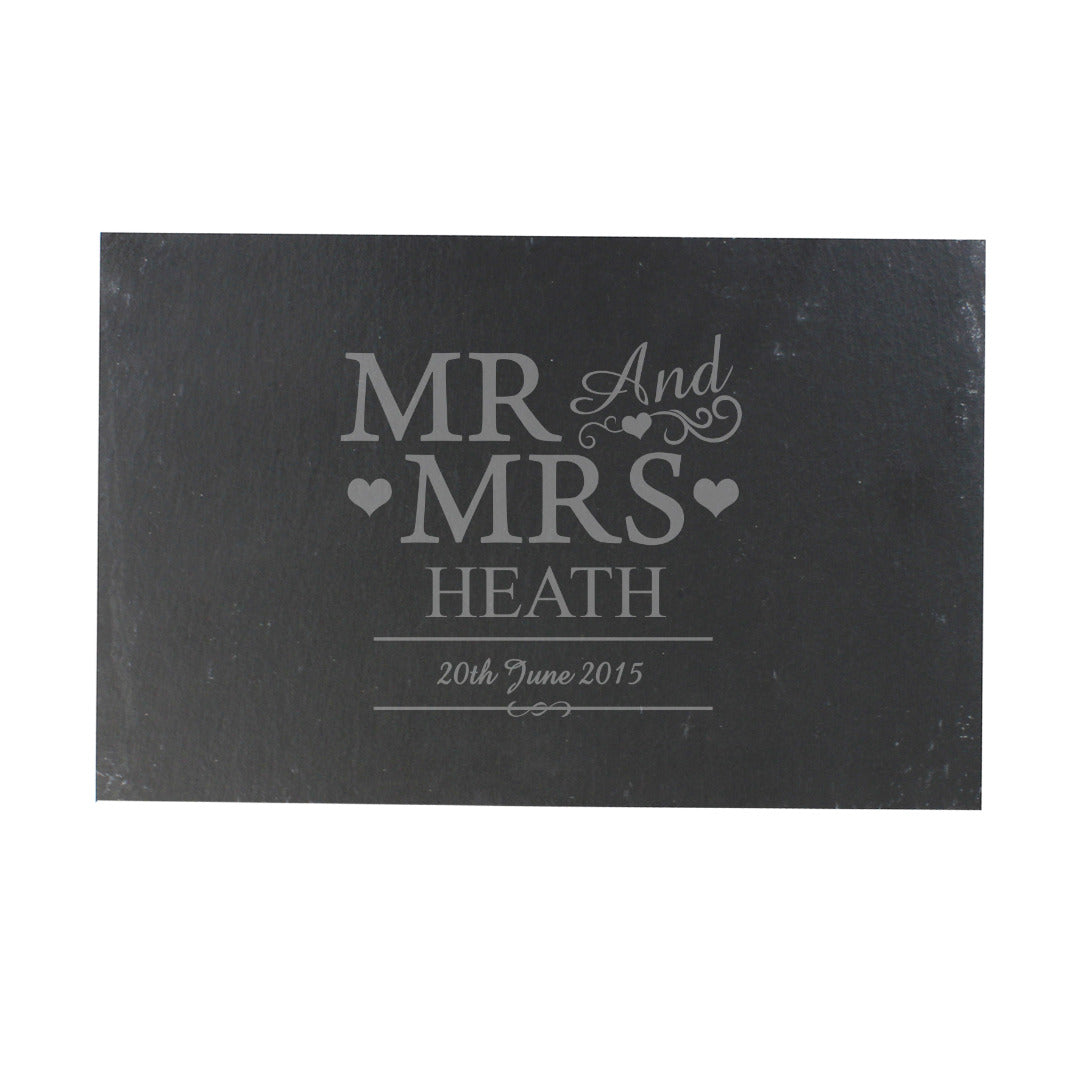 Personalised Mr & Mrs Slate Placemat (Surname)