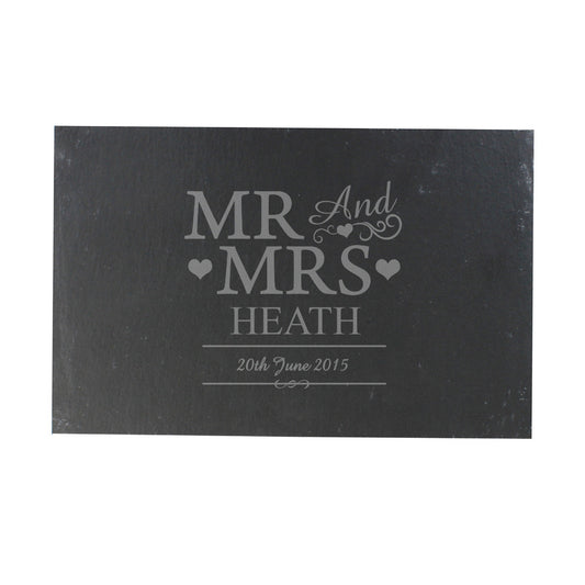Personalised Mr & Mrs Slate Placemat (Surname)