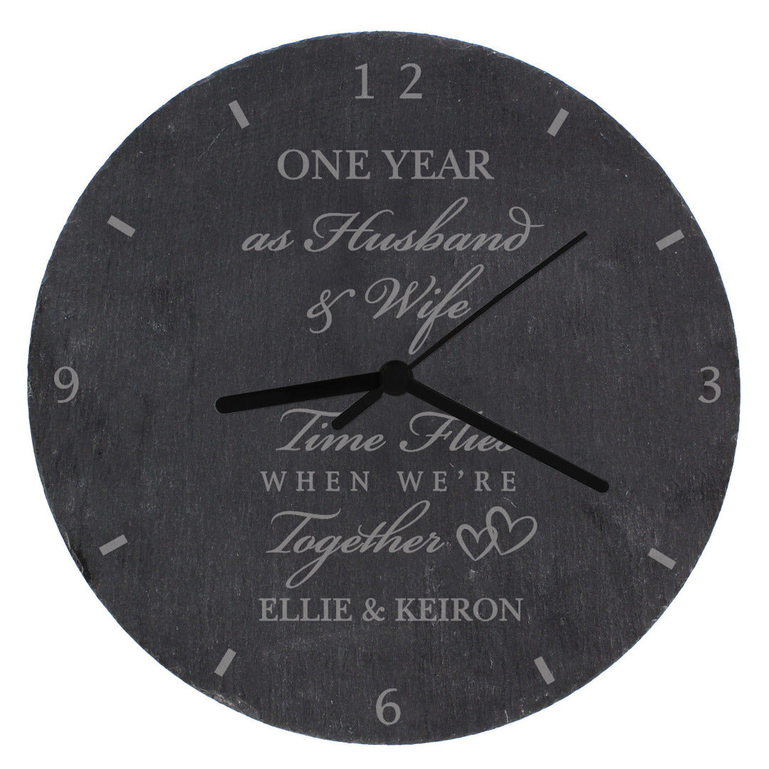 Personalised Anniversary Slate Clock