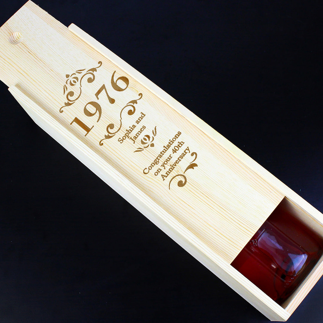 Personalised Elegant Number Wooden Wine / Spirit Bottle Gift Box