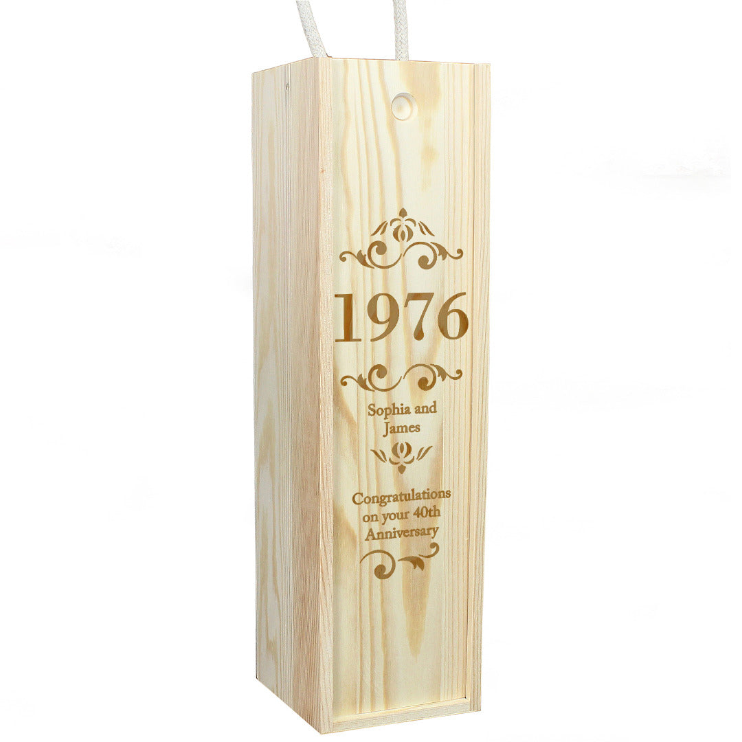Personalised Elegant Number Wooden Wine / Spirit Bottle Gift Box