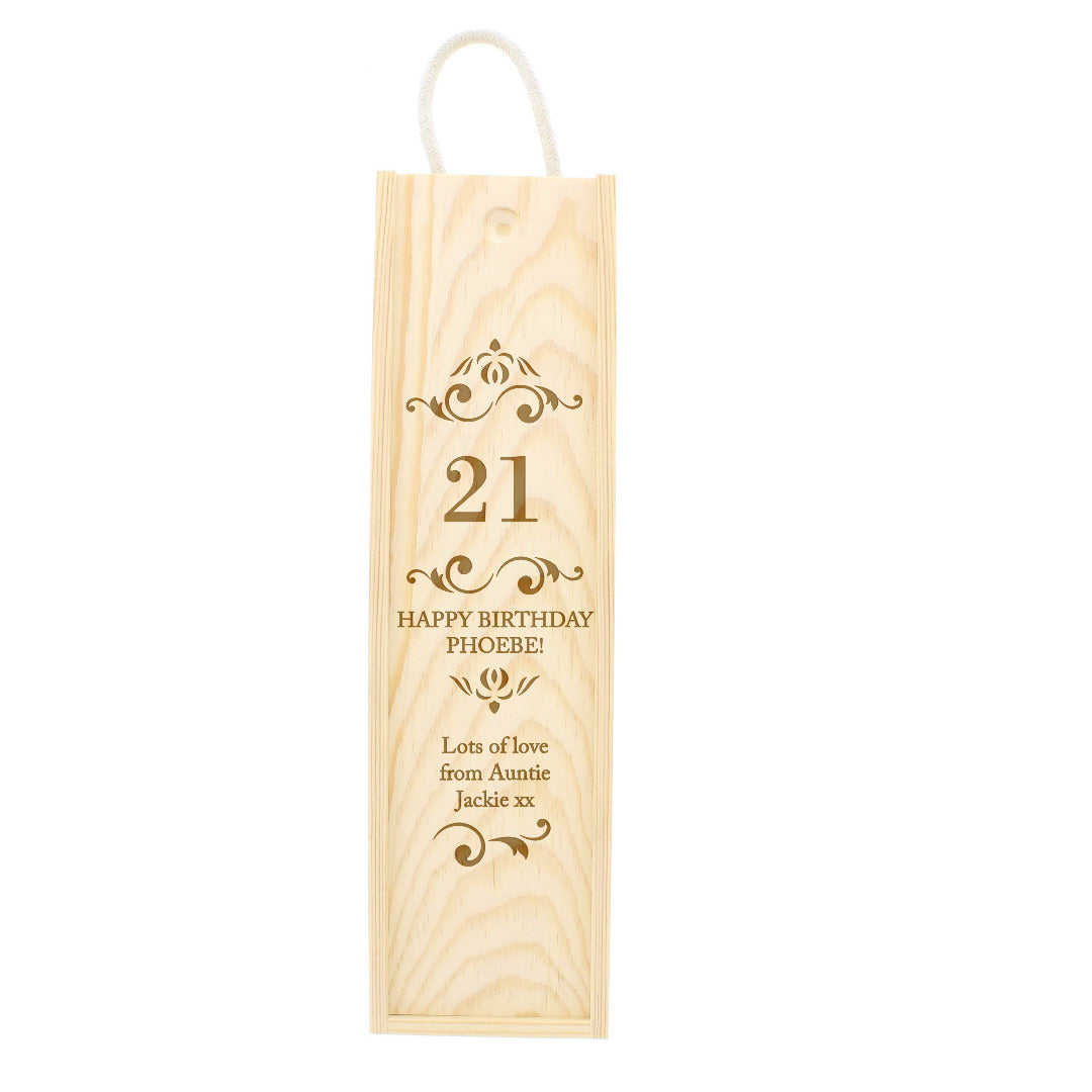 Personalised Elegant Number Wooden Wine / Spirit Bottle Gift Box
