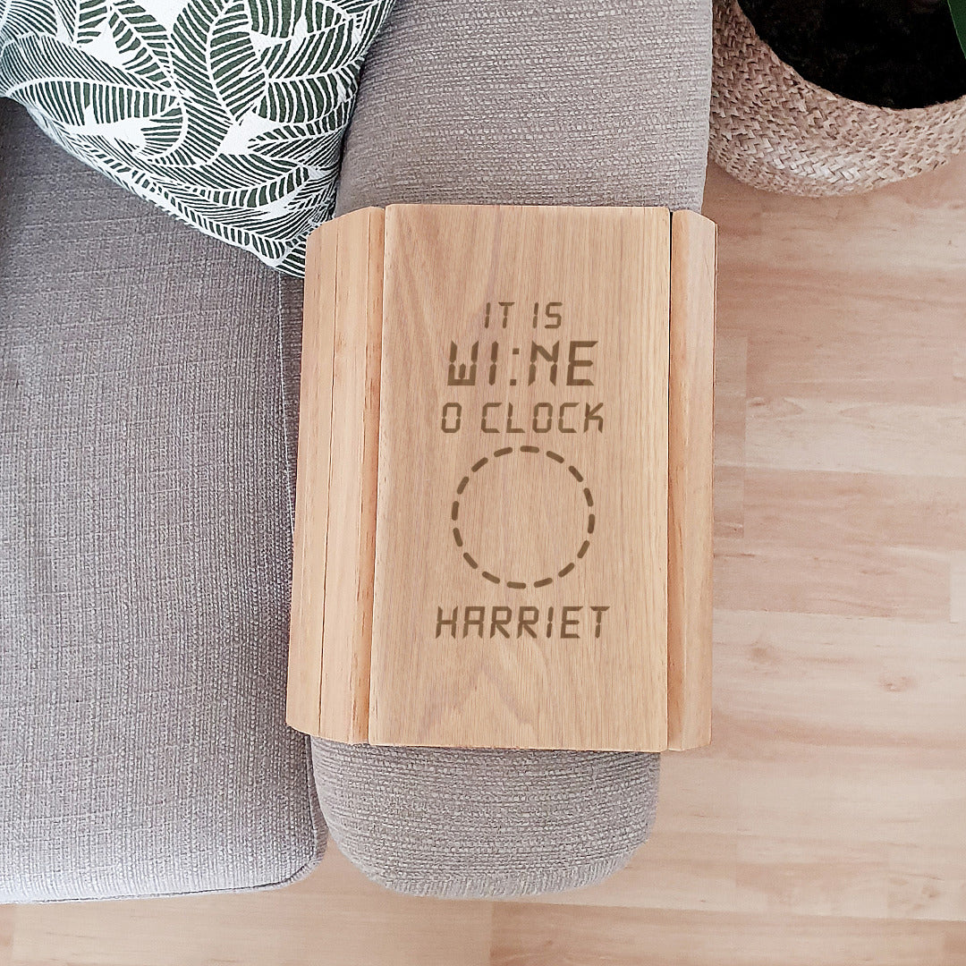 Personalised Wooden Sofa Tray - It's Wine O'Clock