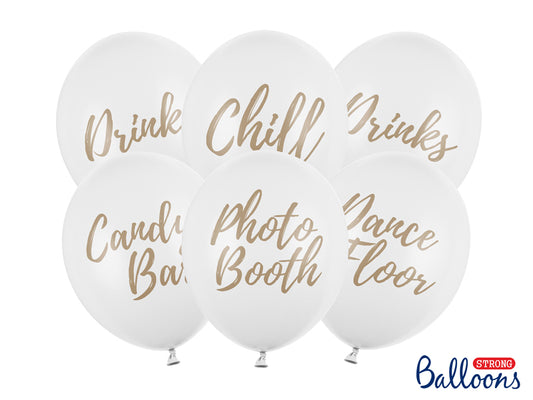 Pack 6 White Wedding Balloons