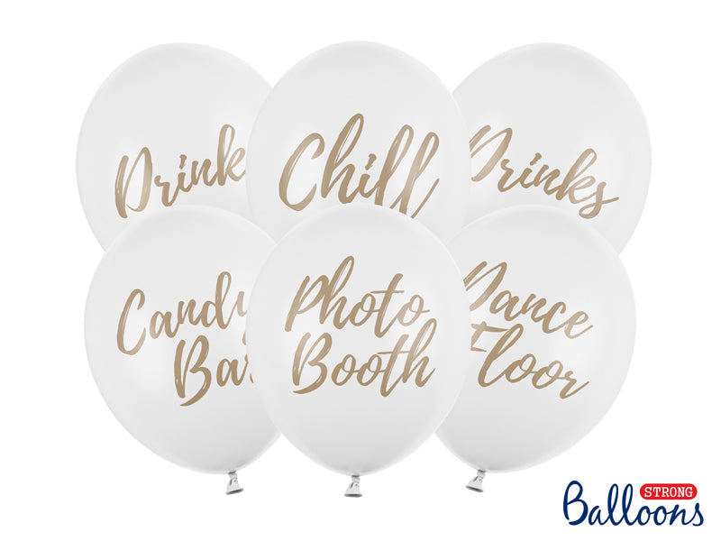 Pack 6 White Wedding Balloons