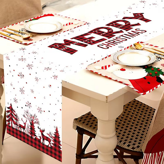 Festive Merry Christmas Tablecloth Table Runner