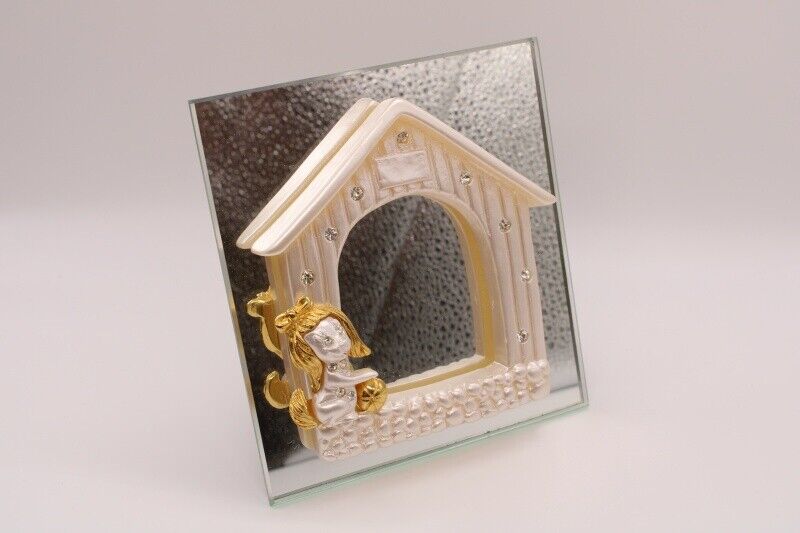 24Kt Gold & Diamante Puppy Mirror / Photo Frame