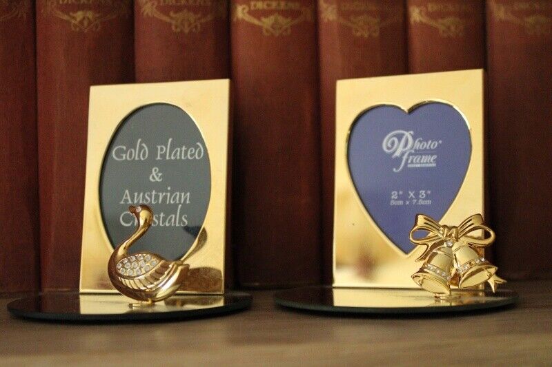 Gold Plated Photo Frame with Austrian Crystals