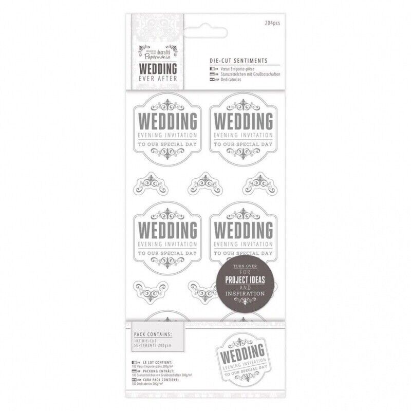 Papermania Wedding Evening Invitation Die-Cut Sentiments ~ Silver