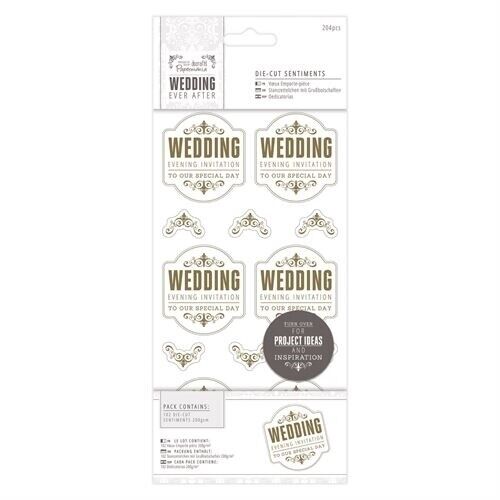 Papermania Wedding Evening Invitation Die-Cut Sentiments ~ Gold