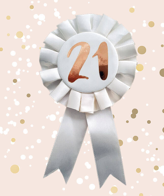 Cream & Gold 21st Rosette Badge