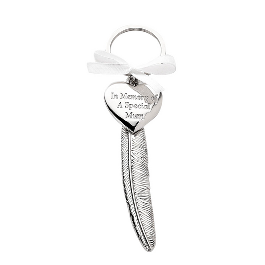Engravable Silverplated Feather Heart Plaque "Memory of Mum"