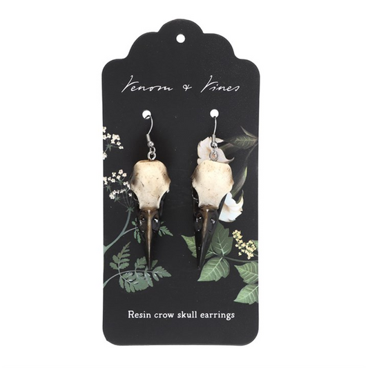 Resin Crow Skull Earrings
