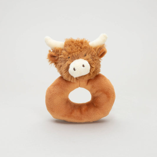 Horny Highland Brown Cow Baby Plush Rattle