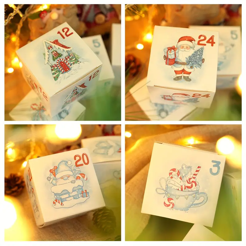 Ice Blue Numbered Christmas Advent Calendar Gift Boxes - Set 24