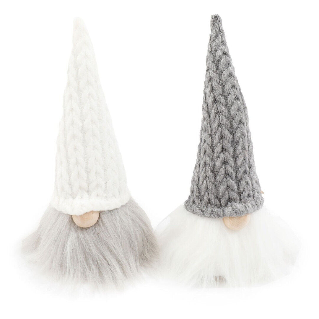 Pair Grey Knitted Hat Gonks