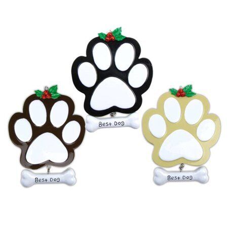 Dog Paw Ornament - Black, Brown or Tan