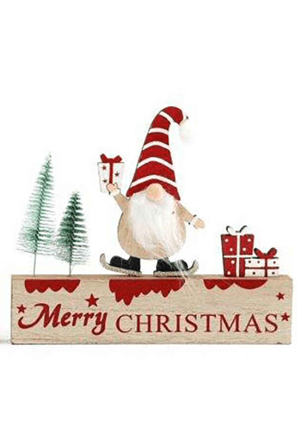 Wooden Merry Christmas Gonk Decorations