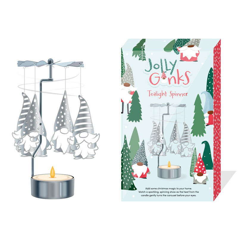 Christmas Gonk Tea Light Candle Holder Carousel Spinner