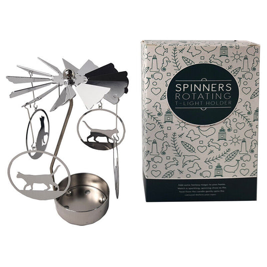 Spinning Tea Light Carousel Candle Holder - Cat
