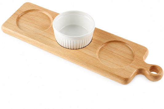 Rubberwood Dip Serving Board Platter For Ramekins