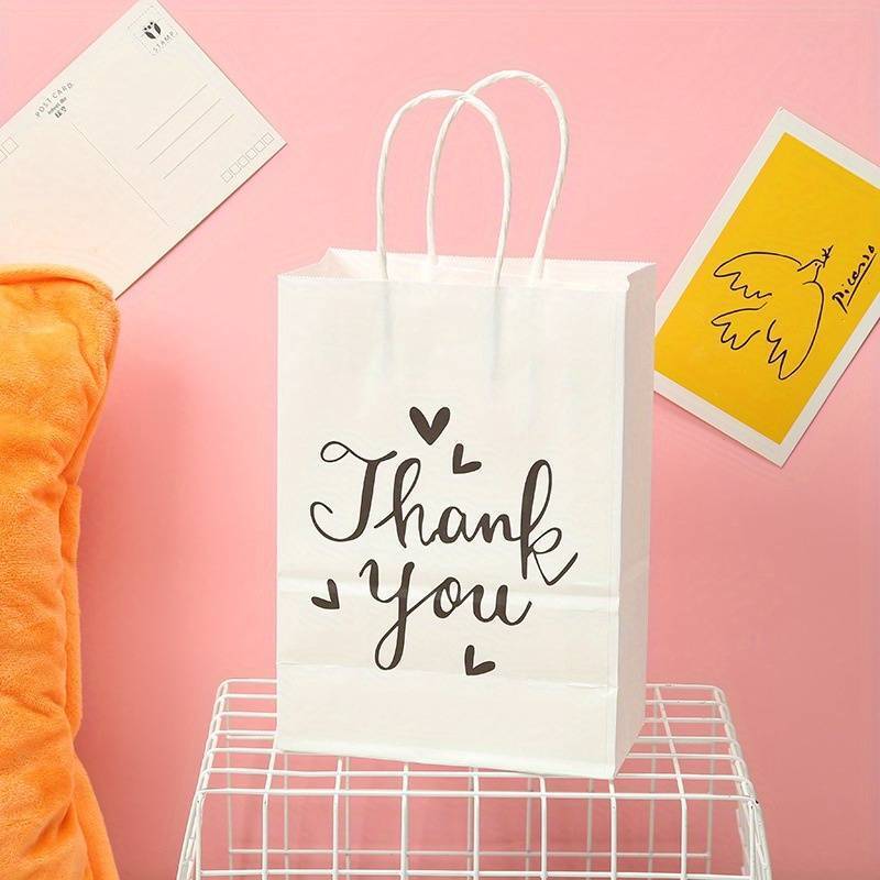 'Thank You' Kraft Gift Favor Bag, White