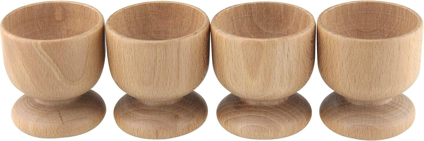Personalised Beech Wood Egg Cups, Set of 4, Brown