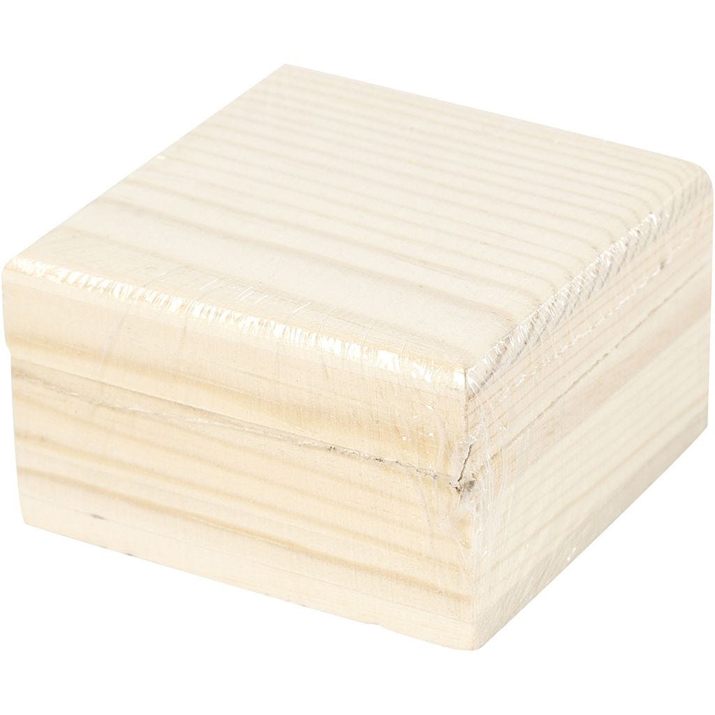 Pine Jewellery Box with Magnetic Clasp, 6x6x3.5cm