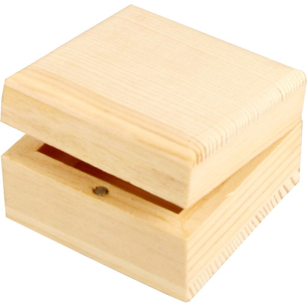 Pine Jewellery Box with Magnetic Clasp, 6x6x3.5cm