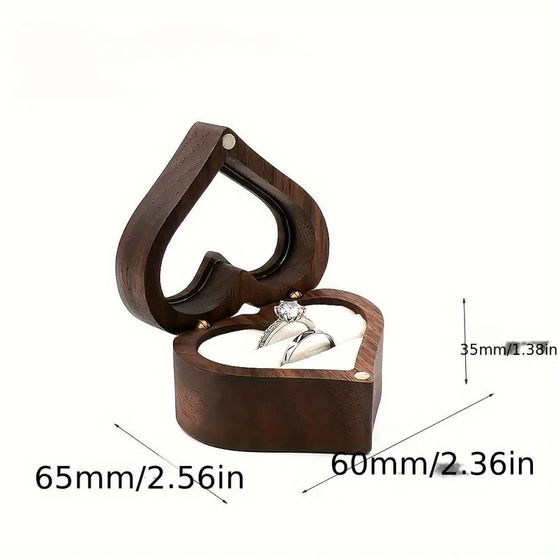 Wooden Heart Shape Ring Box / Ring Bearer Box