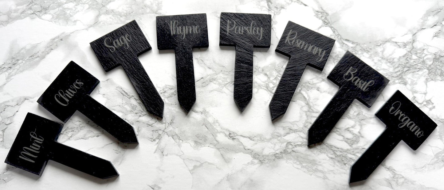 Personalised Slate Herb Markers - Set of 8 Plant Labels