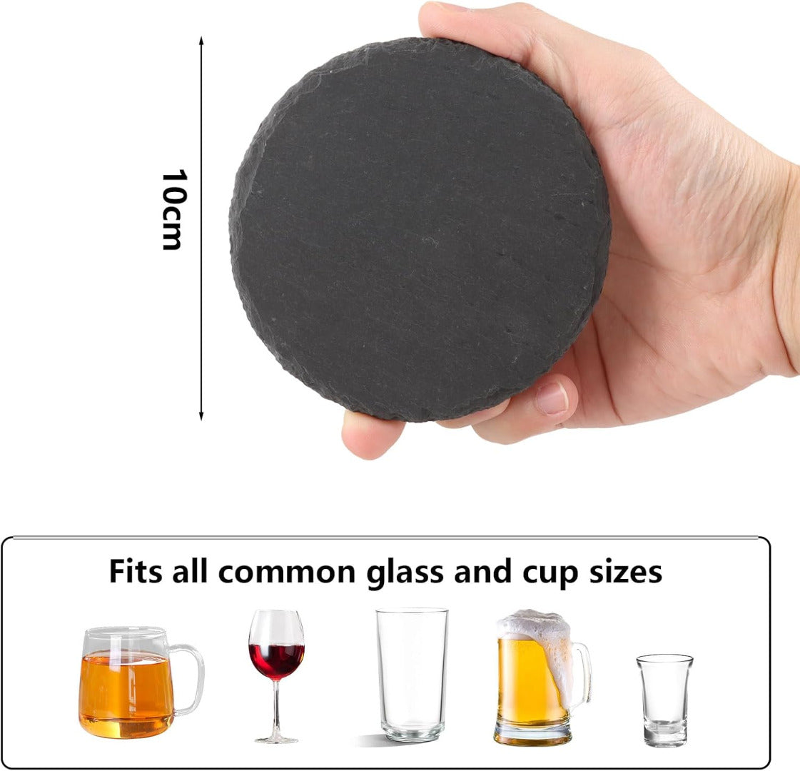 Slate Coaster Set of 4 Round, 10cm