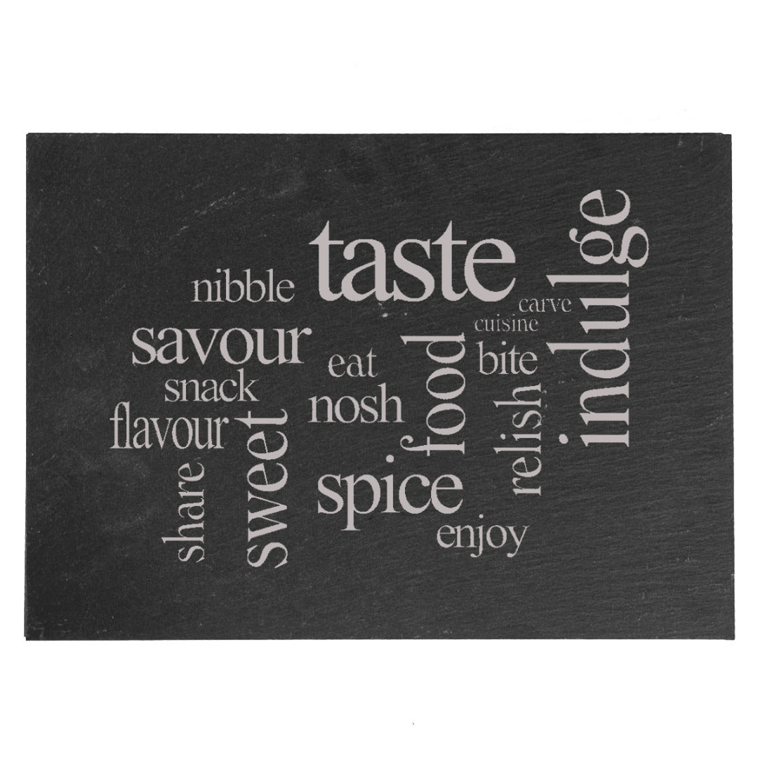 Foodie Word Cloud Slate Serving Platter - 35 x 25cm