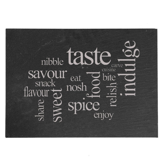 Foodie Word Cloud Slate Serving Platter - 35 x 25cm