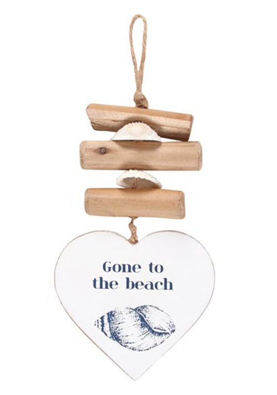 Gone To The Beach Driftwood Heart Sign