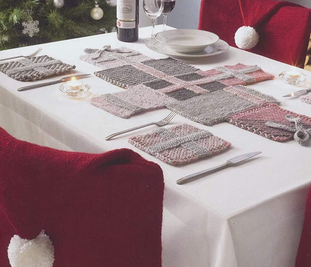 King Cole Christmas Knits Book 7 - Wreath Chair Covers Cushion Tableware Baby Cocoon & More