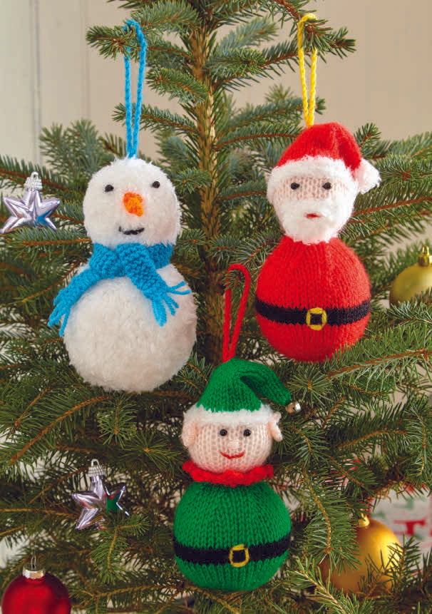 King Cole Christmas Knits Book 4 - Baubles Tea Cosy Cushion Stocking Garland & Shelf Sitters