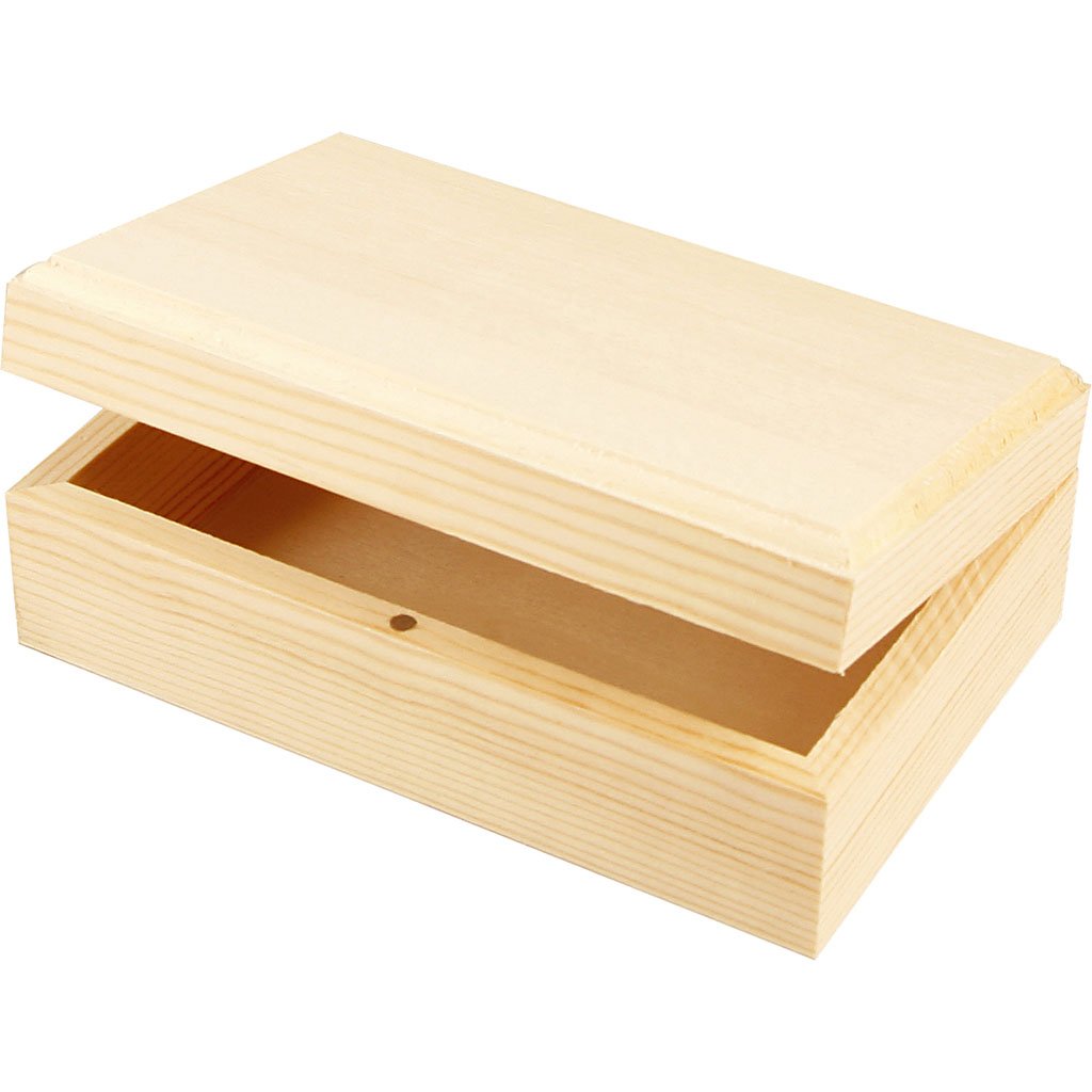 Pine Wooden Jewellery Box with Lift Up Lid & Magnetic Catch, 14x9x5cm