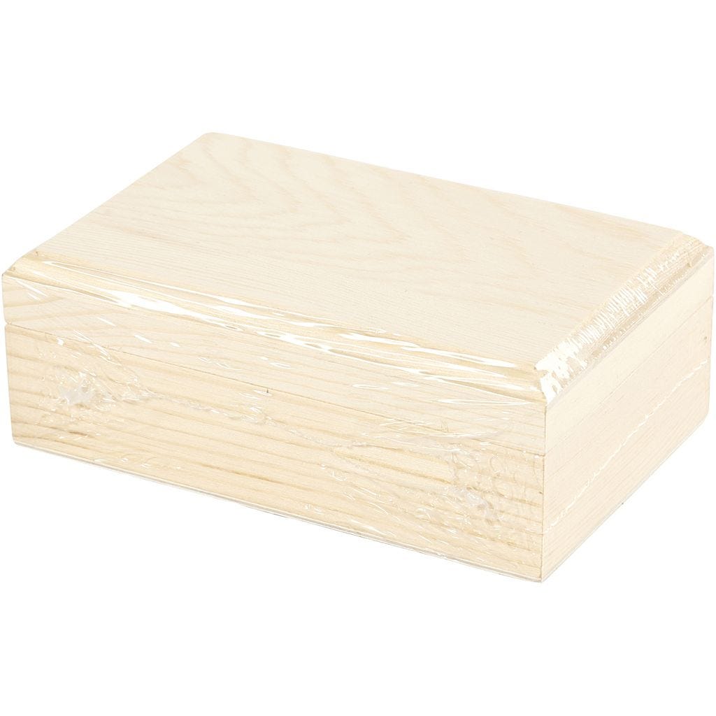 Pine Wooden Jewellery Box with Lift Up Lid & Magnetic Catch, 14x9x5cm