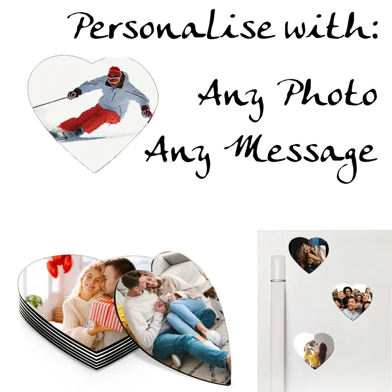 Personalised Heart Photo Fridge Magnet, Size: 55mm