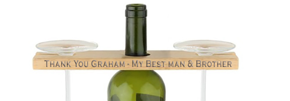 Personalised 2 Glass Wine Bottle Holder Display Rack ~ Wedding / Anniversary Gift