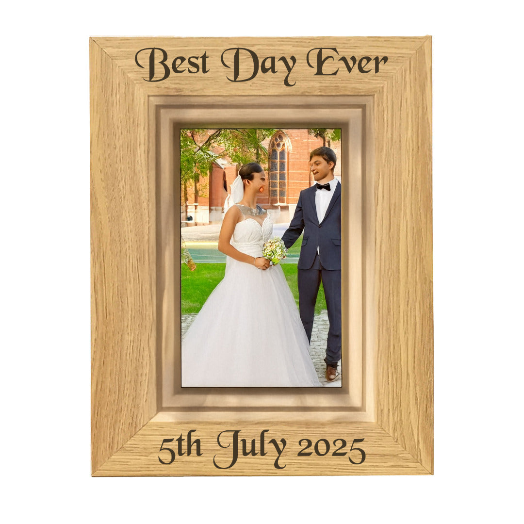 Personalised Oak Veneer Photo Frame - Choice of Sizes