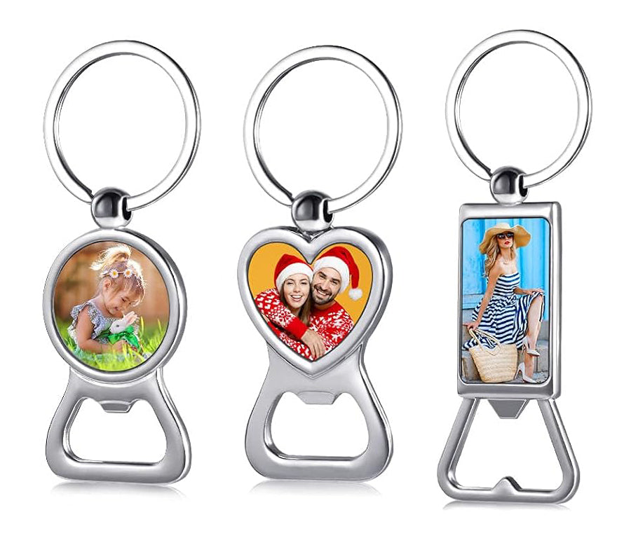 Personalised Metal Photo Keychain Bottle Opener - Choice of Styles