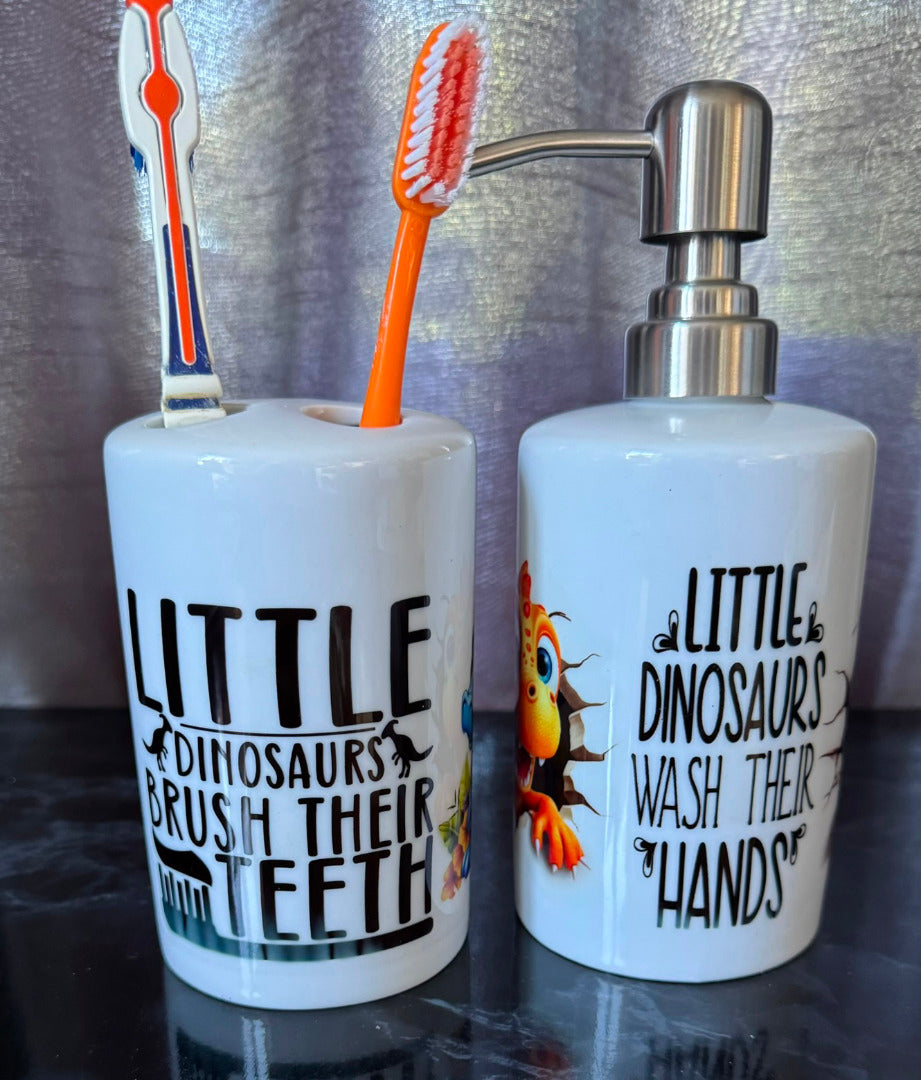 Childrens Dinosaur Ceramic Bathroom Set