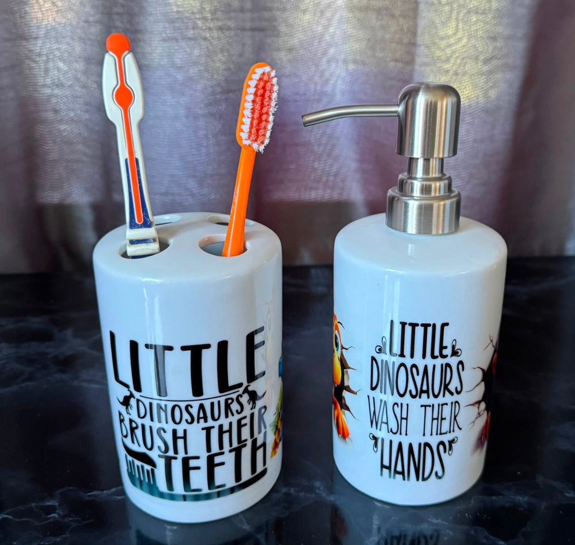 Childrens Dinosaur Ceramic Bathroom Set