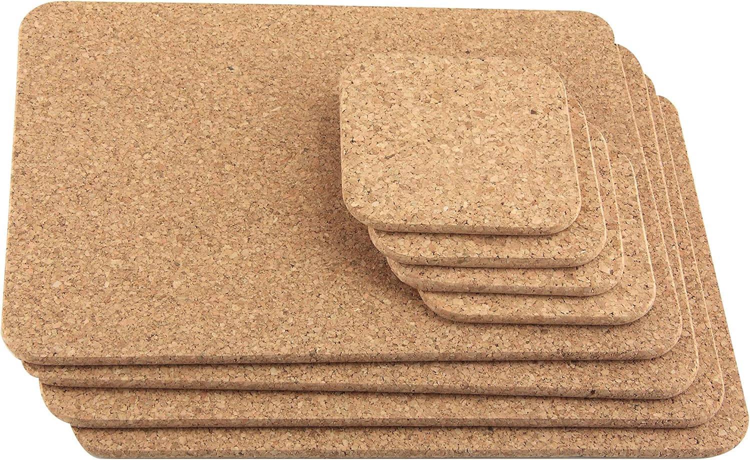 Square Cork Placemat and Coaster Set - for 4 people