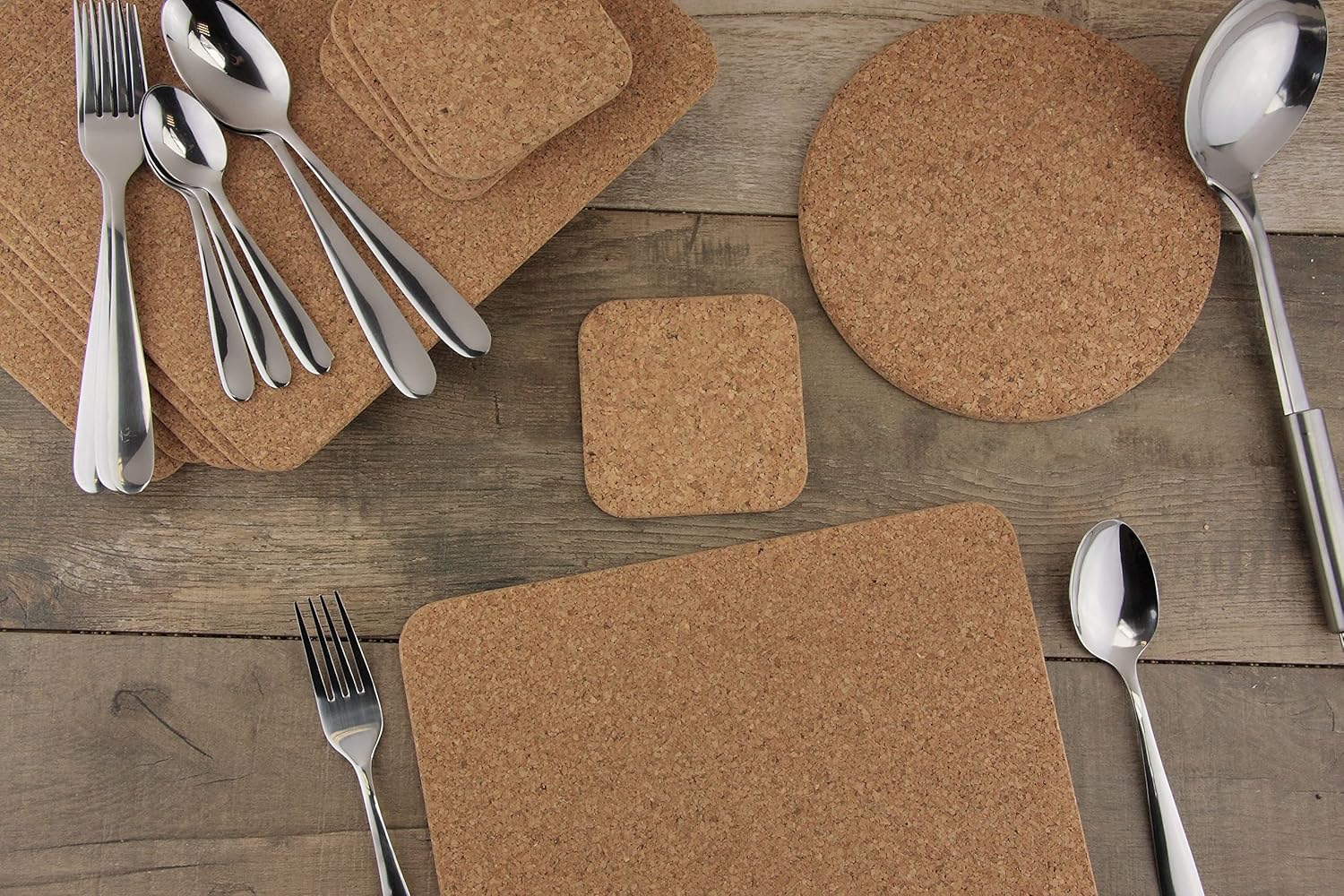 Square Cork Placemat and Coaster Set - for 4 people