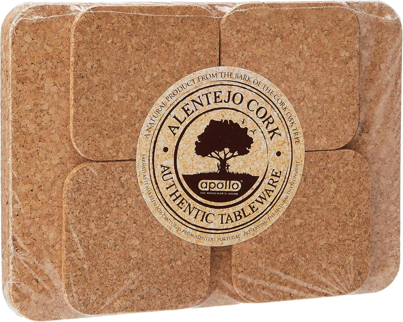 Square Cork Placemat and Coaster Set - for 4 people