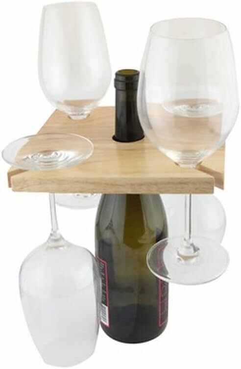 Personalised Hevea Wood Wooden Bottle Neck Wine Glass Holder 4 Glass Holder
